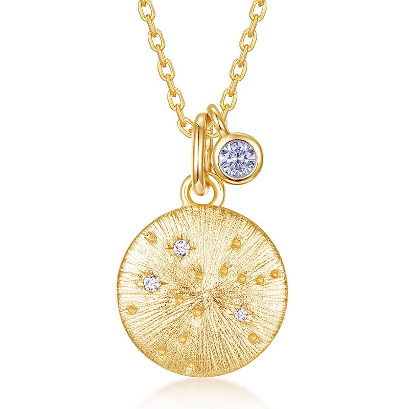 S925 sterling silver plated champagne gold twelve constellation pendant natural cultured gemstone