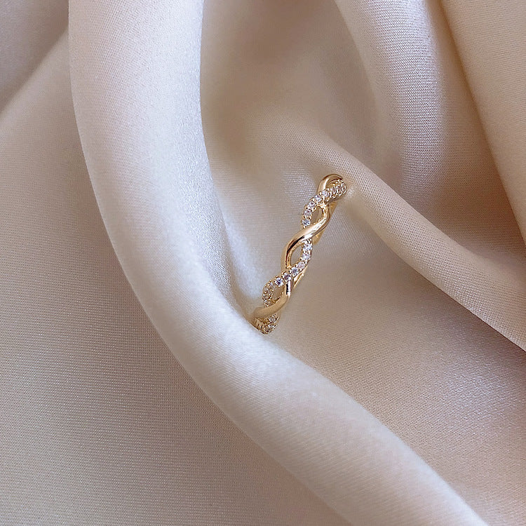 時尚編織麻花開口戒指女ins氣質可調節食指戒指環通勤百搭手飾女