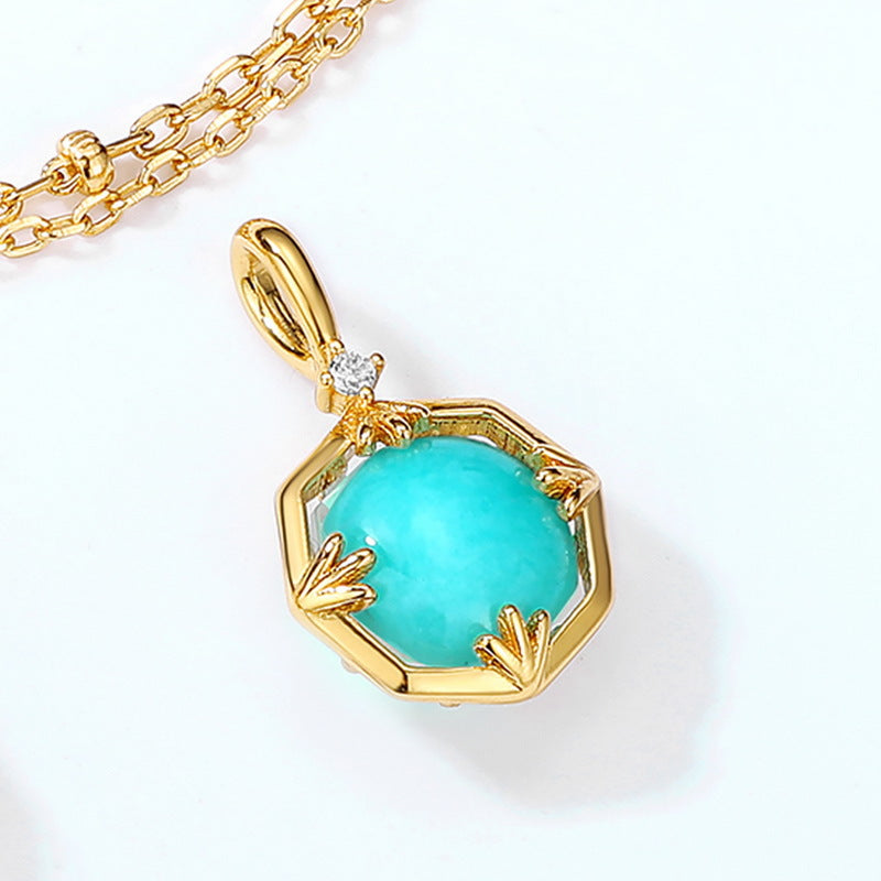 日韓風爆款!S925 純銀鍍 10K 金,白水晶天河石仿鑽項鍊