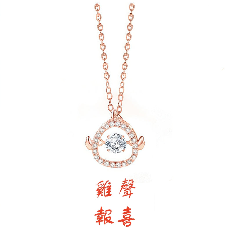 S925 sterling silver with rose gold plated twelve zodiac signs emotional imitation diamond necklace | Exclusive birthday/birth year gift choice