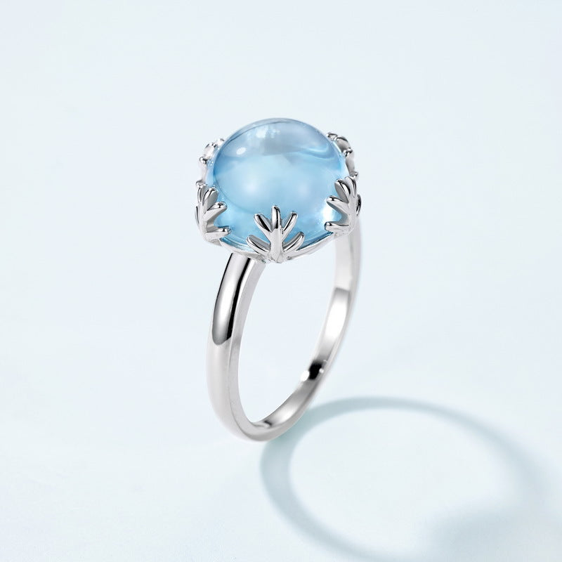 Natural Sky Blue Topaz Ring | S925 Sterling Silver with Thick Silver and Platinum Healing Fashion Jewelry