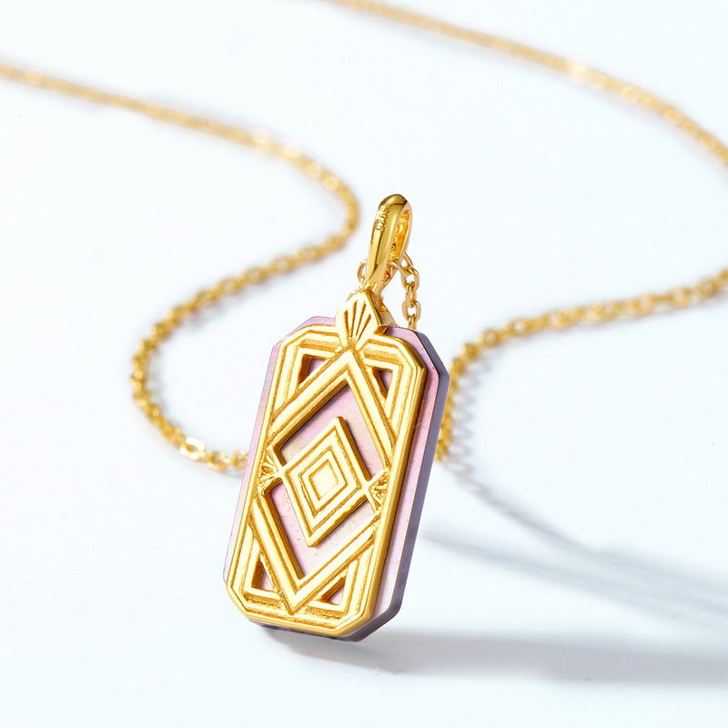 S925 純銀鍍 10K 金項鍊|天然黑貝殼仿鑽點綴,日韓精緻風必備