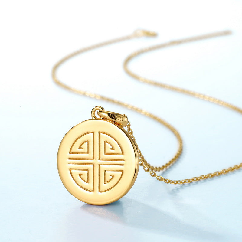 S925 純銀鍍 10K 金項鍊|十二生肖兔仿鑽 可愛幸運圓牌 時尚首選