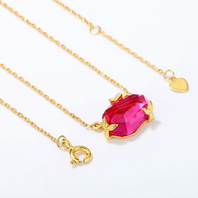 S925純銀鍍9K金日韓風首飾套組|合成粉托帕 艷麗大方之選