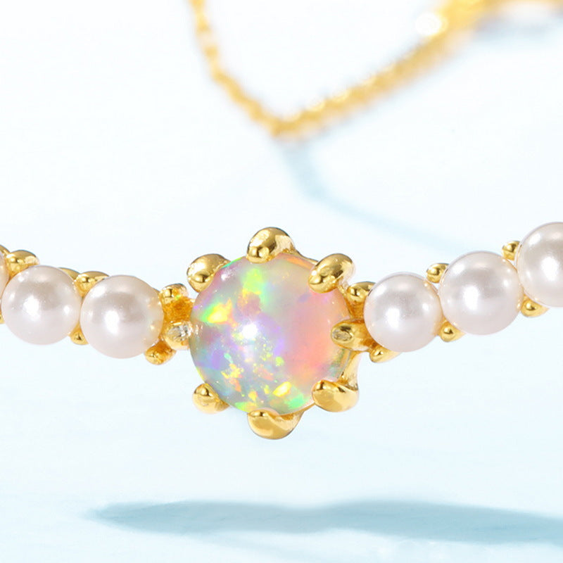 S925 純銀鍍 10K 金日韓風項鍊|合成歐泊貝殼珠 甜美浪漫必備