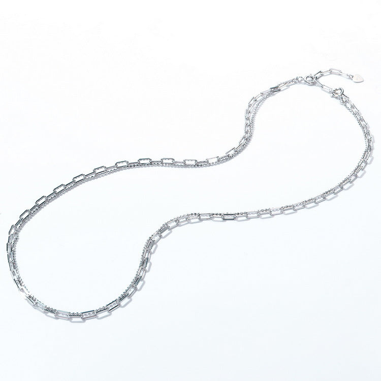 S925 純銀鍍白金項鍊|雙層鏈條設計 時尚疊戴首選