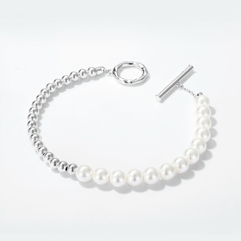 S925 純銀鍍亮銀手鍊|貝殼珠精緻拼接 日韓風清新首選