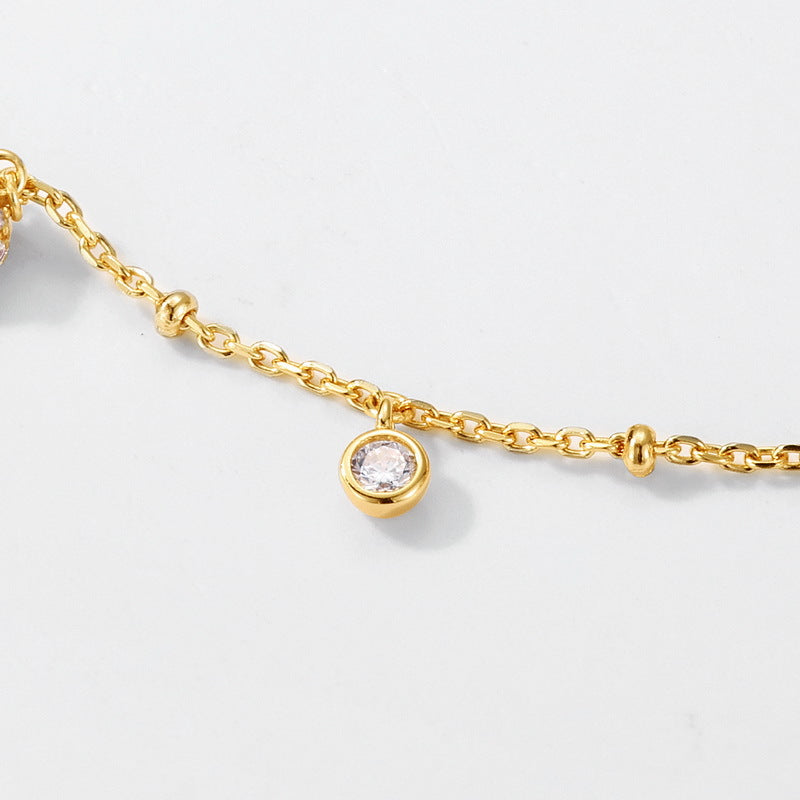 S925 sterling silver with 10K gold plated hazelnut pendant necklace | European and American style light luxury niche design retro clavicle chain exquisite imitation diamond jewelry