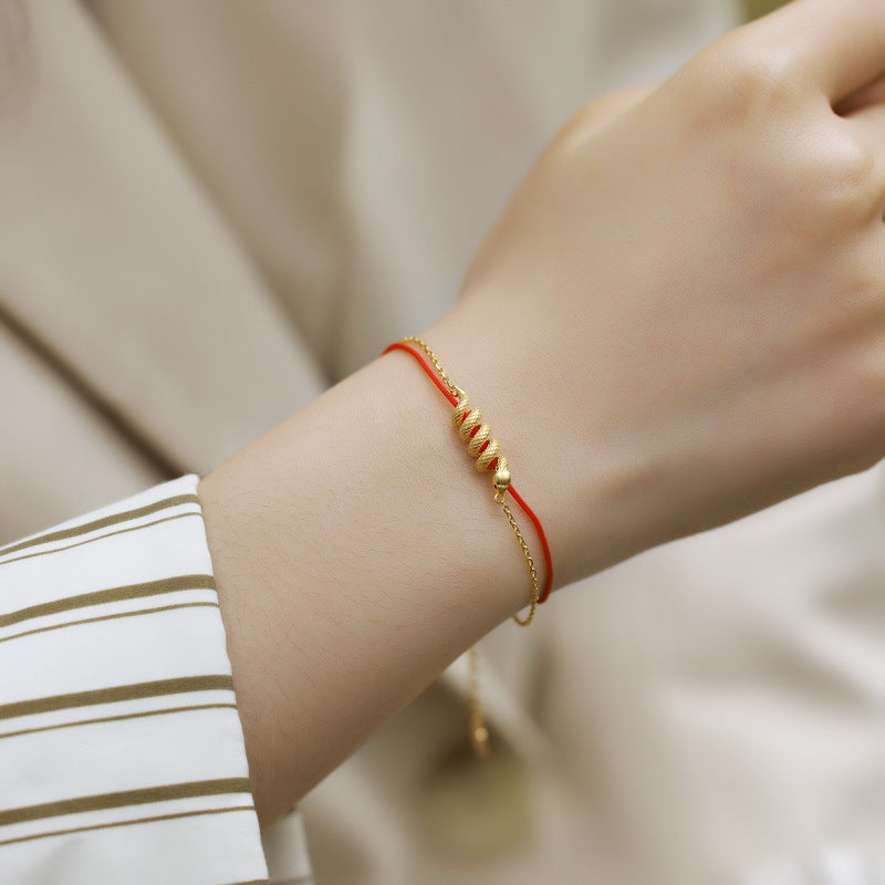 S925 sterling silver with 10K gold plated red string snake bracelet | Lucky charm for your birth year, a double-layered design for a luxurious and fashionable accessory