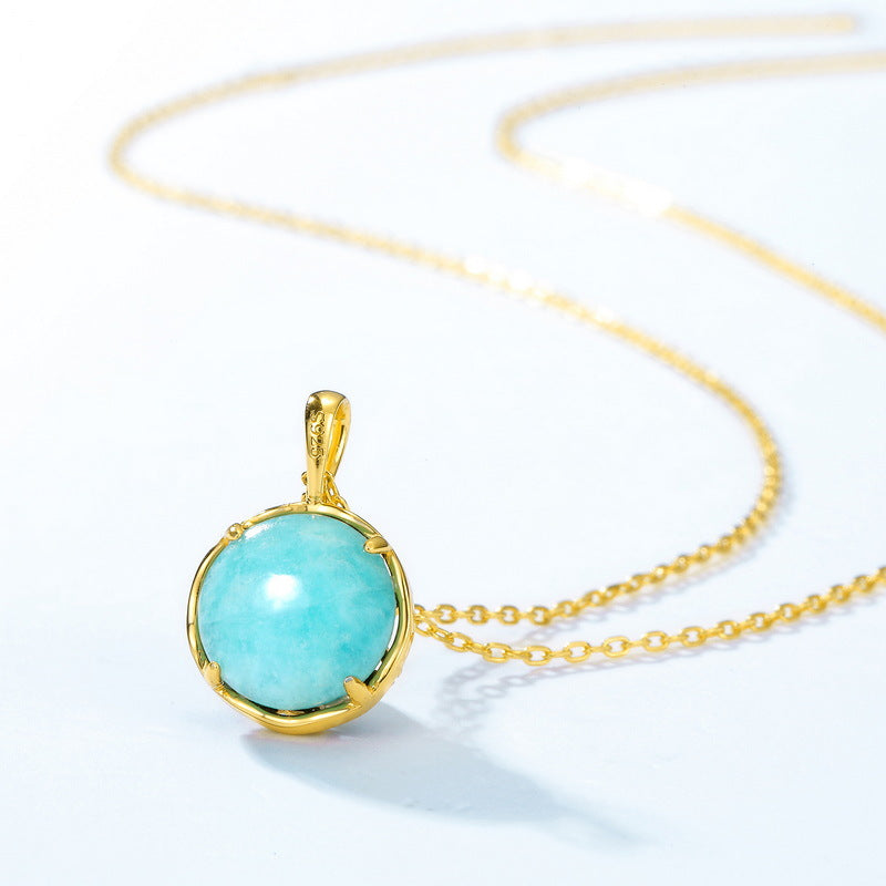 S925 純銀鍍 10K 金項鍊|孔雀石 + 天河石 正反雙戴日韓風必備