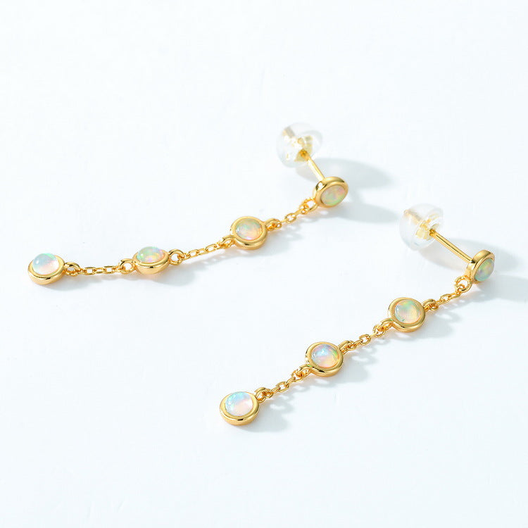 S925純銀鍍10K金日韓風首飾套裝|合成歐泊璀璨串飾 項鍊耳釘手鏈戒指