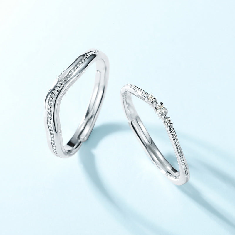 S925 sterling silver thick platinum ring | Fashionable stacking Japanese and Korean style ring with personalized layered design