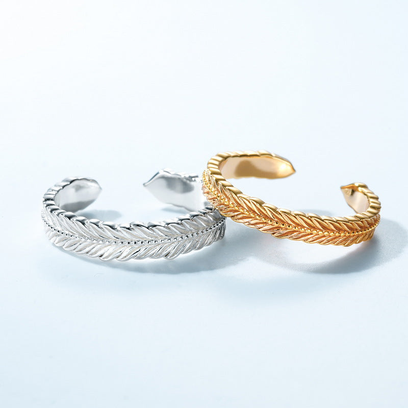 Couple Rings | Women's S925 sterling silver with 10K gold plating + Men's thick silver and platinum Japanese and Korean trendy design