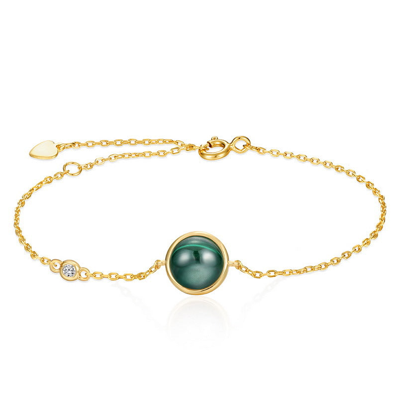 S925 sterling silver with 9K gold plating and natural malachite planet jewelry | The first choice for emotional sustenance and commemorative gifts