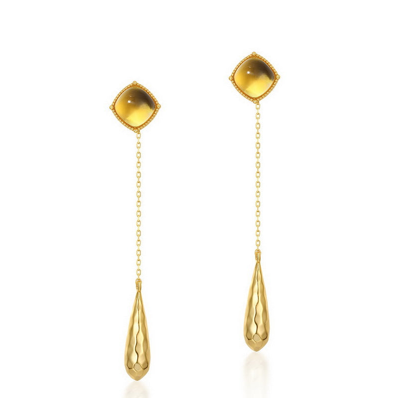 S925 純銀鍍 10K 金首飾套裝|天然黃水晶綠苔蘚石 日韓清新風