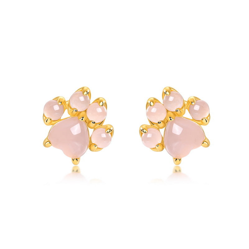 S925 純銀鍍 10K 金首飾套組|天然粉水晶貓爪造型 萌寵甜美風首選