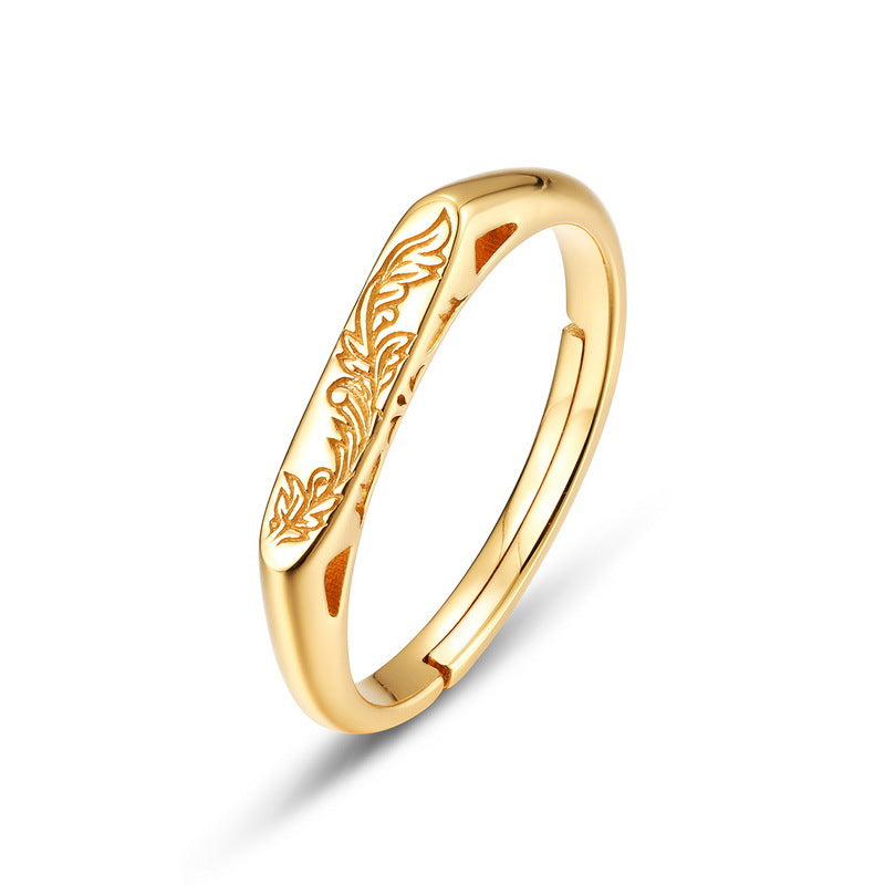 Couple's Rings | Women's S925 sterling silver with 10K gold plating + Men's thick silver and platinum Japanese and Korean trendy floral design