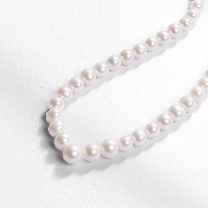 S925 sterling silver plated with 10K gold light luxury fashion millet beads temperament natural pearl necklace