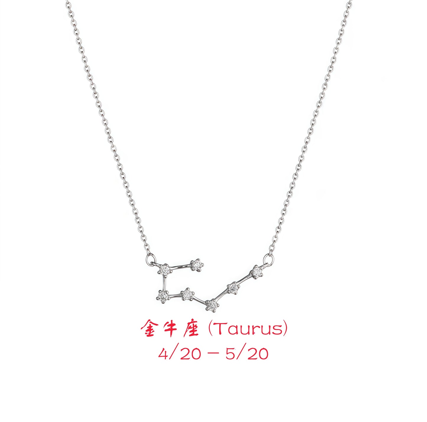 Imitation Diamond Zodiac Necklace | S925 Sterling Silver with Platinum Plated Personalized Necklace