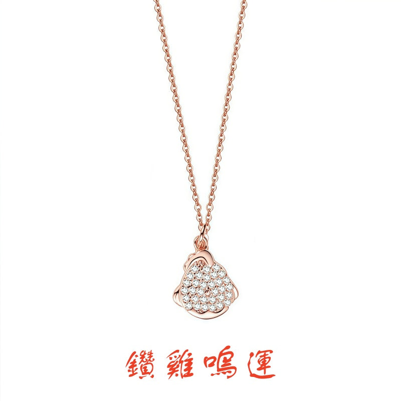 S925 sterling silver with rose gold imitation diamond Chinese Zodiac necklace | Exclusive shining jewelry to protect your birth year