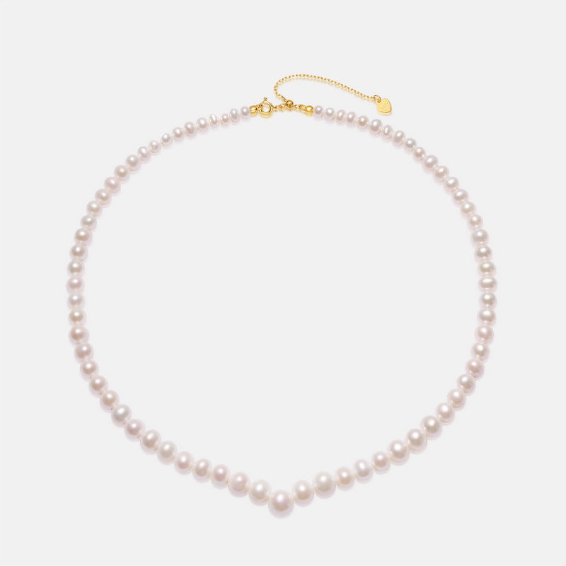 S925 sterling silver plated with 10K gold light luxury fashion millet beads temperament natural pearl necklace