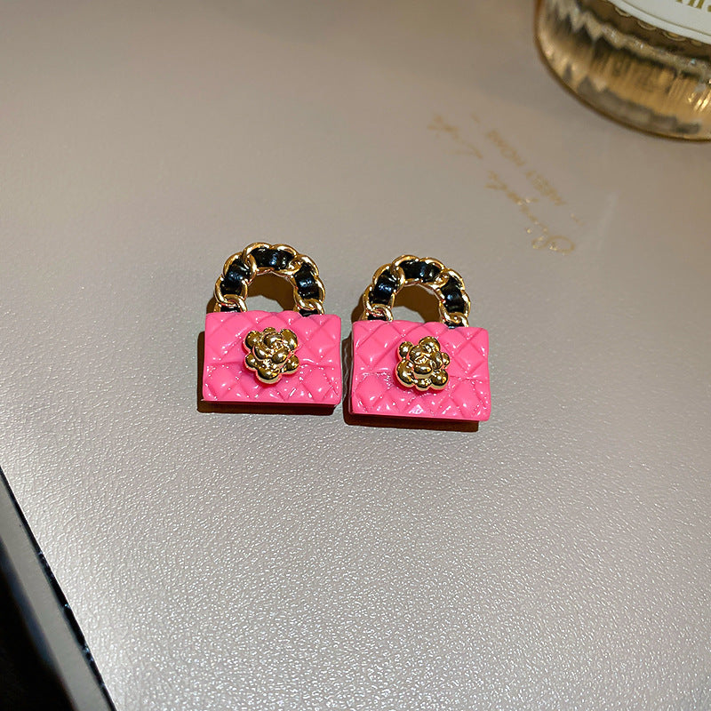 銀針新中式黑色系竹子花朵珍珠流蘇耳環氣質百搭耳釘高級感耳飾女