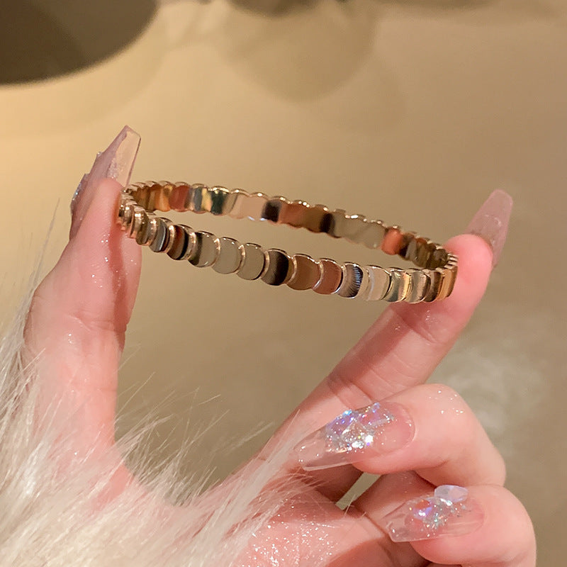 鈦鋼不掉色滿天星小蠻腰手鐲女高級感素圈手環鐲子小衆輕奢ins風