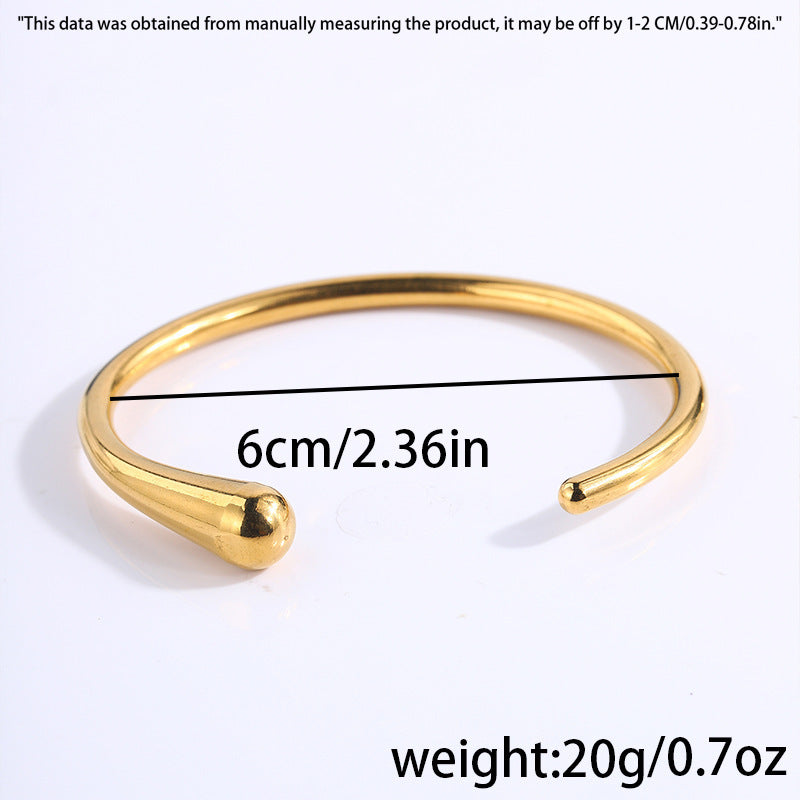 鈦鋼手鐲歐美簡約鑄造開口手鐲女生高級感18k鍍金不掉色手鐲飾品