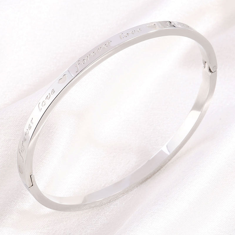 鈦鋼手鐲時尚簡約個性刻字LOVE手鐲女生高級感精緻不掉色愛心手環