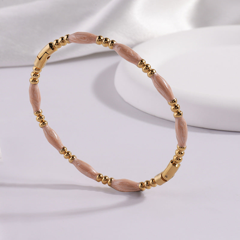 鈦鋼手鐲時尚簡約不鏽鋼竹節水滴手鐲女生高級感不掉色手環