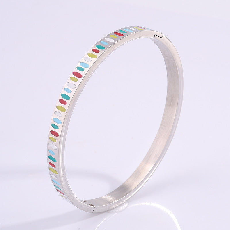 鈦鋼手鐲愛心雲朵不規則滴油手鐲女生高級感歐美時尚18k鍍金手鐲