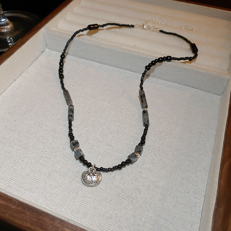 新中式復古碎石米珠蝴蝶項鍊民族風氣質毛衣鏈國潮新款時尚項飾女