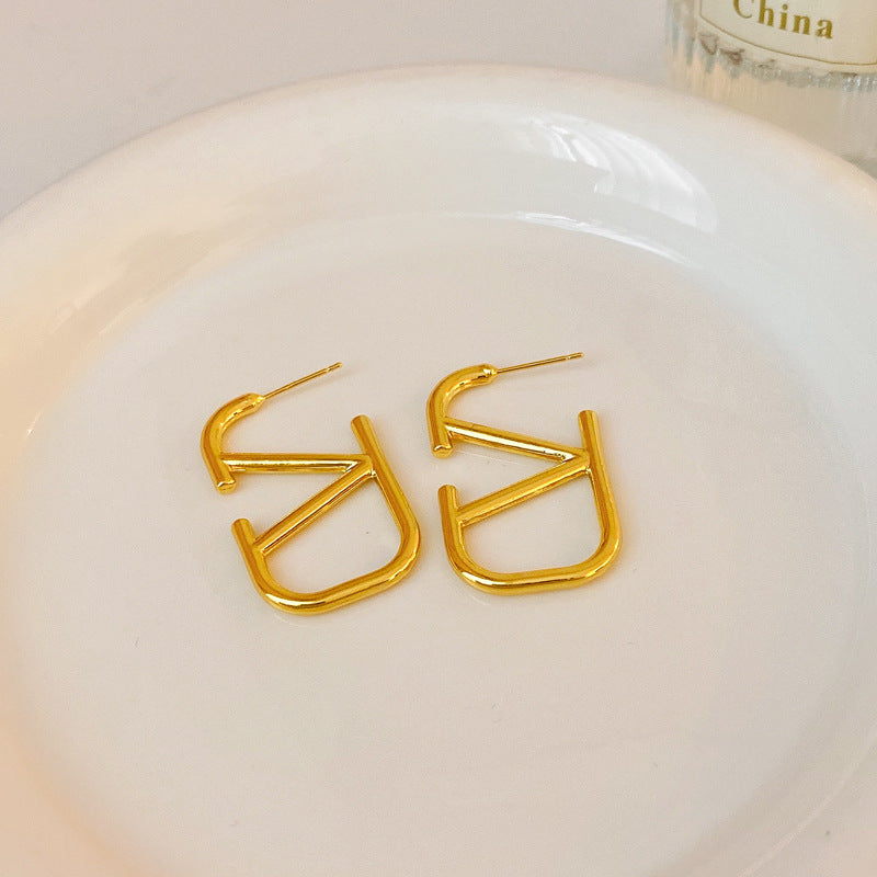 金色系~幾何豆豆耳釘小衆輕奢高級感耳環氣質百搭時尚簡約耳飾品