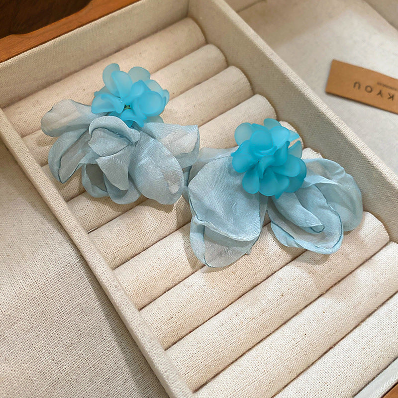 波西米亞超仙花朵流蘇耳環女早春時尚百搭耳釘輕奢高級感耳飾