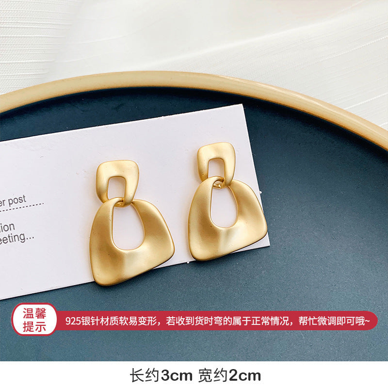 歐美跨境簡約愛心圓圈耳環時尚百搭幾何耳扣耳釘輕奢高級感耳飾女