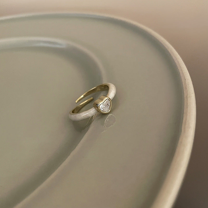 真金電鍍鋯石几何開口戒指冷淡風時尚個性食指戒小衆設計感手飾女