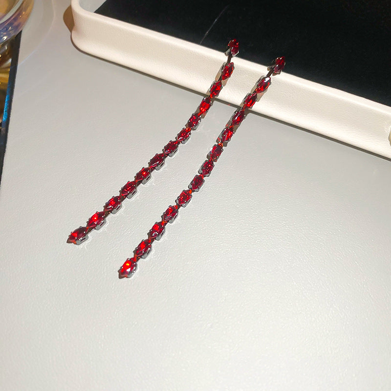 歐美黑色鑲鑽蝴蝶花朵流蘇耳環小衆氣質耳釘跨境高級感輕奢耳飾女