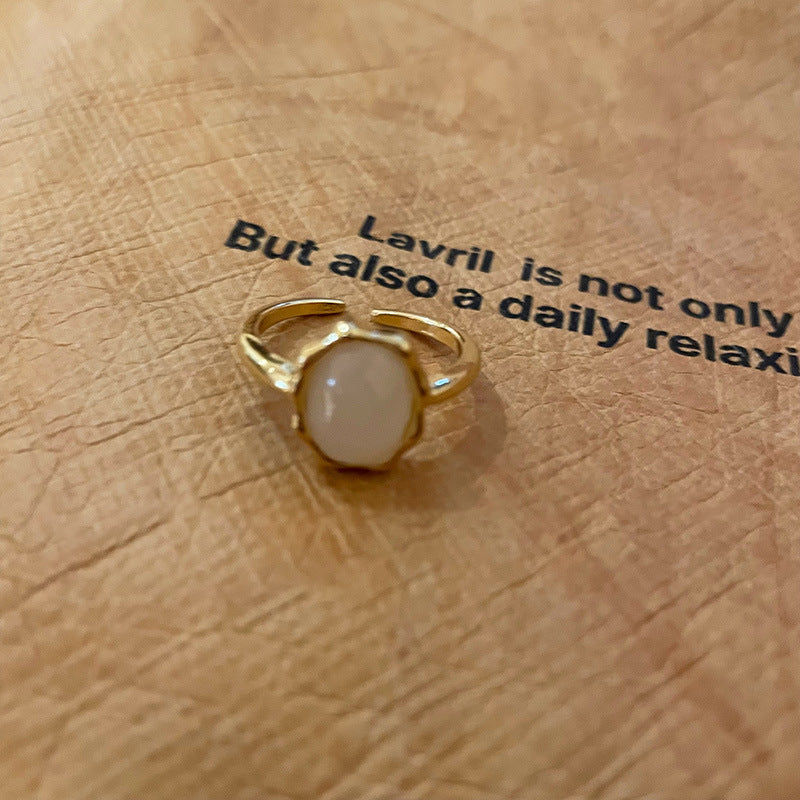 美拉德人造虎眼石開口戒指小衆復古設計感食指戒輕奢高級感手飾女