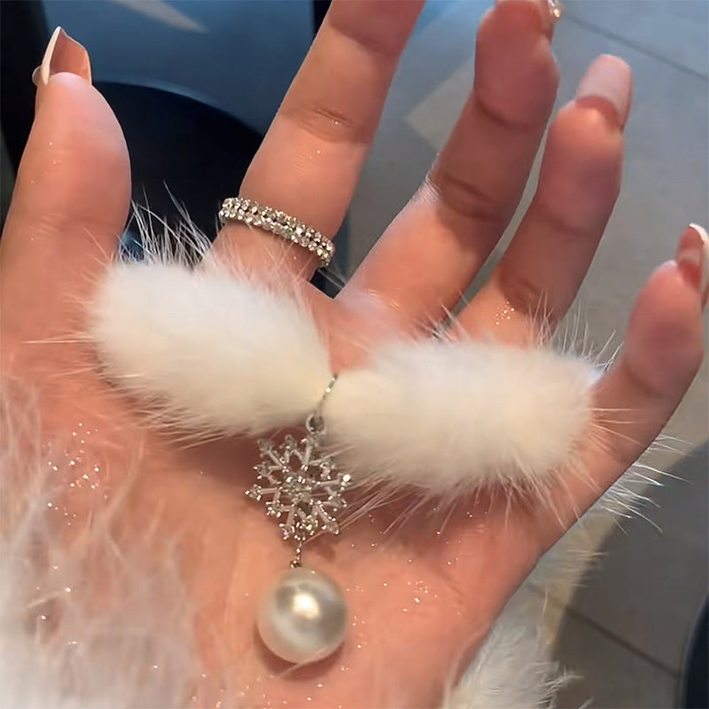 歐美輕奢鑲鑽珍珠聖誕樹雪花流蘇項鍊小衆鎖骨鏈時尚高級感項飾女