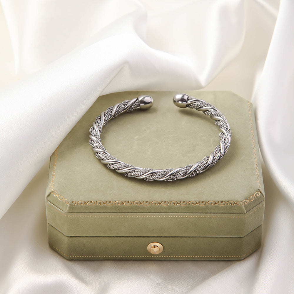 鈦鋼手鐲彈力不規則開口手鐲女生高級感個性精緻小衆不掉色手環