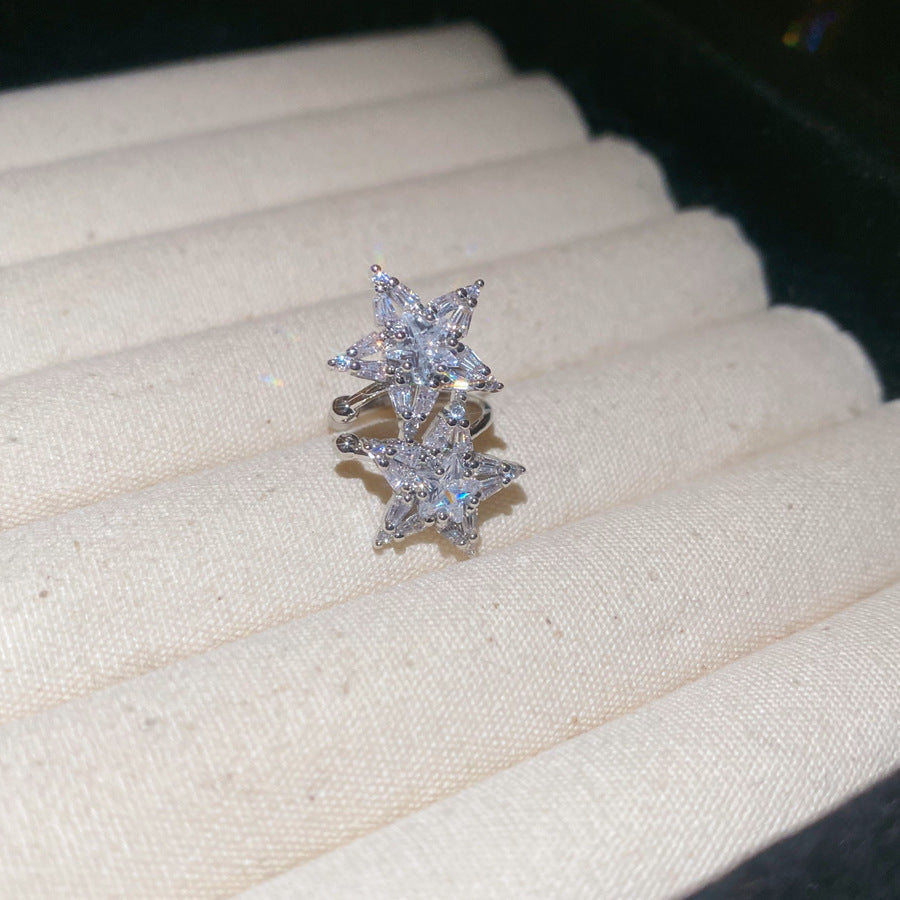 韓系超閃鋯石花朵煙花耳環輕奢高級感耳釘時尚精緻耳飾設計感小衆