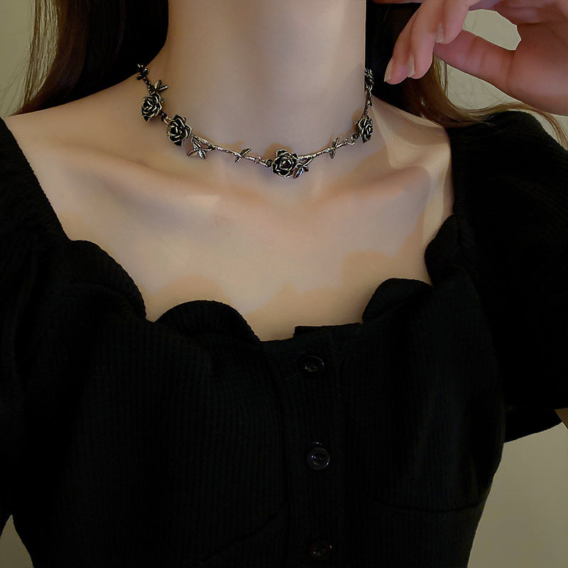 個性潮山茶花朵花環項鍊韓國時尚小衆設計感頸鍊鎖骨鏈氣質項飾女