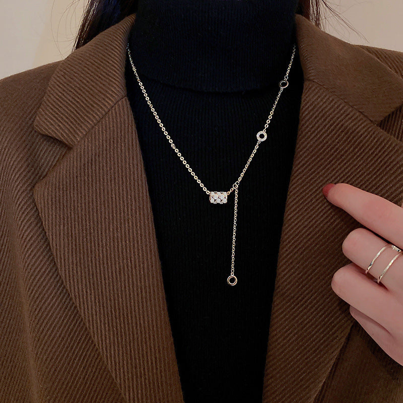 鈦鋼鋯石愛心人像小蠻腰珍珠項鍊高級感氣質鎖骨鏈網紅時尚項飾女