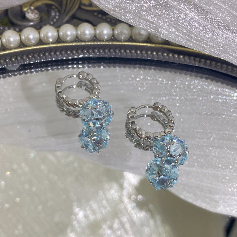 韓系超閃鋯石花朵煙花耳環輕奢高級感耳釘時尚精緻耳飾設計感小衆