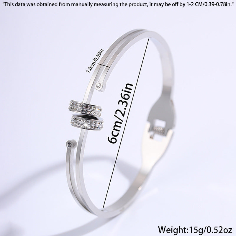 新款彈力開口小蠻腰手鐲女高級感時尚歐美不掉色鈦鋼手鐲飾品