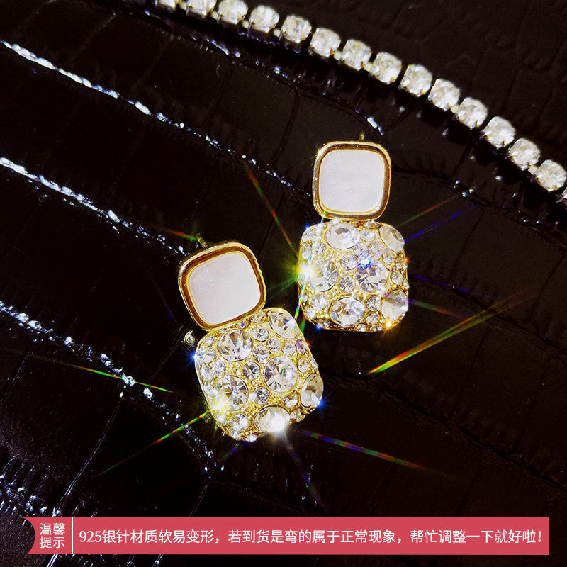 跨境歐美誇張白色花朵珍珠流蘇耳環時尚百搭耳釘耳墜高級感耳飾女