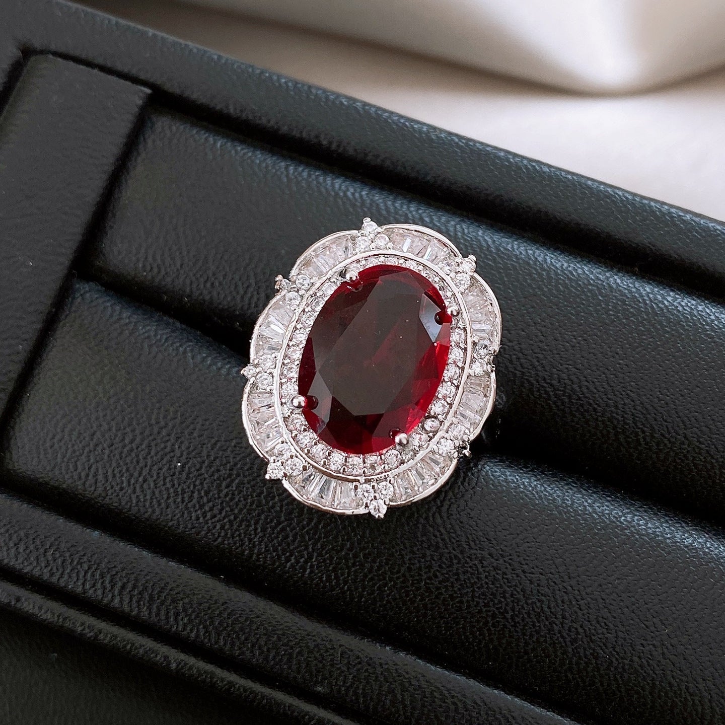 歐美宮廷風幾何鋯石開口戒指輕奢高級感食指戒個性手飾設計感小衆