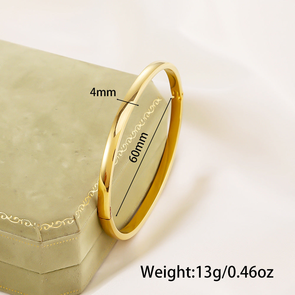 鈦鋼手鐲弧面不鏽鋼手鐲女生高級感歐美時尚簡約不掉色精緻手環