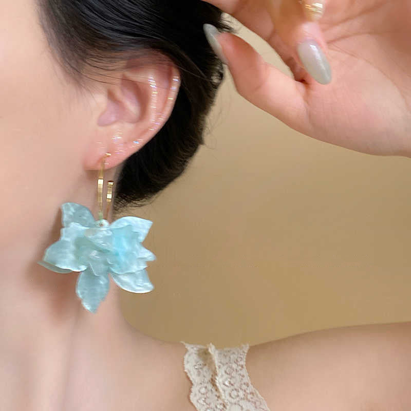 銀針春夏小清新樹脂花朵耳環小甜美溫柔氣質耳釘輕奢高級感耳飾女