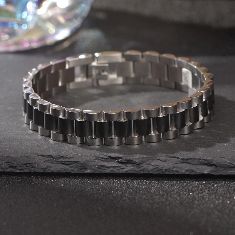 跨境新品不鏽鋼手錶達式男士手錶帶可調節鈦鋼不掉色手錶鏈手飾品